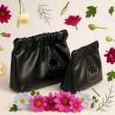 Wrinkled Bag for Women, 2-Pouch Travel Small Makeup Bag for Purse  Soft PU Plush Cosmetic Organizer Bags, Portable & Mini Makeup Organizer (Black, Small & Medium Sizes)