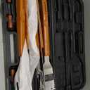 Cuisinart 13-Piece Wooden Handle Grill Tools Set, Grill Utensils Set BBQ Accessories, Durable Stainless Steel Spatula, Tongs, Cleaning Brush & More, Compact Case, Grilling Gifts for Men, CGS-W13