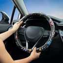 Multicolor Wildflower Steering Wheel Cover Auto Jacquard Steering Wheel Protector, Anti-Slip, Breathable, Absorbing Sweat, Universal Car Accessories 14.515 inch,Fit for Most Car, Trucks, SUV