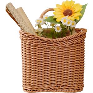 Woven Hanging Wall Basket for Front Door  Handwoven Wicker Door Basket for Mail, Flowers & Home Storage, Wall Hanging Basket for Garden Farmhouse