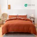 HeimenAogo Egyptian Cotton Duvet Cover Set Queen, Ultra Soft and Breathable Comforter Cover with Zipper Closure, High Thread Count Long Staple Cotton Blanket Cover 3pcs (90"90"), Burnt Orange