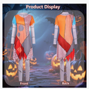 Women Christmas Nightmare Costume Adult Halloween Costumes Long Sleeve Dress with Patch Movie Character Cosplay Outfit, S