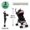 Ingenuity 3D Mini Convenience Stroller Lightweight Stroller with Compact Fold, Multi-Position Recline, Canopy with Pop Out Sun Visor and More Umbrella Stroller for Travel, Pink