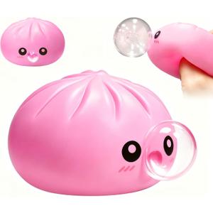 2026 Upgrade Dumpling Squishy Mystery Box,New Dumpling Squishy Blow Bubbles,Dumplings Stress Balls Fidget Sensory Balls,Rainbow Dumplings, Cute Anxiety Relief Fidget (Pink)