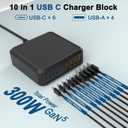 iPhone 17 Charger Fast Charging USB C Charger Block,10 Port USB C Charging Station with 6FT/10FT Cables, 45W Type C Charger for iPhone 17 16 15 Pro Max Plus, Galaxy S25 S24 S23, iPad Pro/Air, Tablet