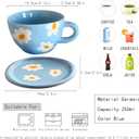Coffee Mugs Set with Saucer Blue Flowers Cup Gifts for Women Birthday Tea Coffee Mug with Coaster 250 ML Ceramic Cup Birthday Gift for Women Girls Mom Friend Coffee Mug aucer Set