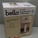 BELLA 12 Cup Programmable Coffee Marker, Reusable Dishwasher Safe Accessories, Easy LCD diaply, Auto Shutoff, 900 watt, Oatmilk