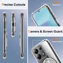 for Xiaomi Redmi Note 13 4G (Not 5G) Phone Case with Glass Screen Protector 360 Rotatable Ring Holder Kickstand [Non Yellowing] Transparent 4 Corners Shockproof Protective Phone Cover Case - Clear