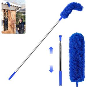 Gutter Cleaning Tool from Ground - Adjustable Gutter Cleaner Tools | No Ladder Needed Rain Gutter Gutter Cleaning Tool Easy Remove Leaves and Debris Under Gutter Hangers #1 (Blue)