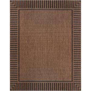 Gertmenian Indoor/Outdoor Flatweave Area Rug - 8x10 Large, Stain & UV Resistant, Ideal for Deck, Patio, Poolside, Mudroom - Klano Striped Havana, Black, 25413