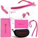 Safety Glasses & Goggles  ANSI Z87, Adjustable, 5X Anti-Fog ClearShield Lenses, Includes Premium EVA Hard Case (Pink)