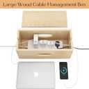 2 Pack Pine Wood Large Cable Management Box, Cord Organizer Cover Hider Floor Outlet Hiders for TV Wires, Computer, Router, USB Hub Under Desk Power Strip Electrical Cord Management (2)