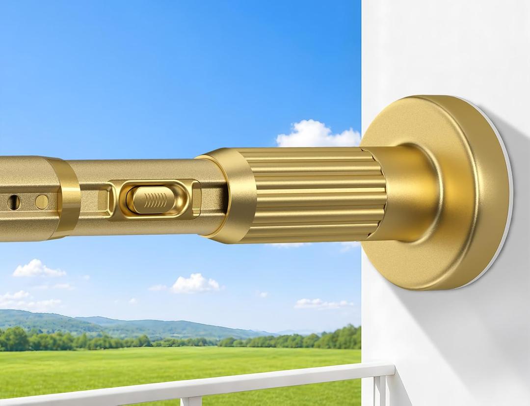 Heavy Duty Tension Curtain Rod No Drilling 41-67 Inch One-Click Adjustable