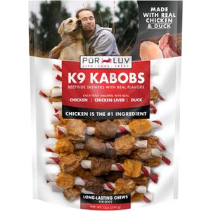 2 x Pur Luv Dog Treats, K9 Kabobs Made with Real Chicken and Duck, 12 Ounces, Dog Snacks, Healthy, Easily Digestible, Long-Lasting, High Protein Treat, Satisfies Urge to Chew (EXP 03/15/28)