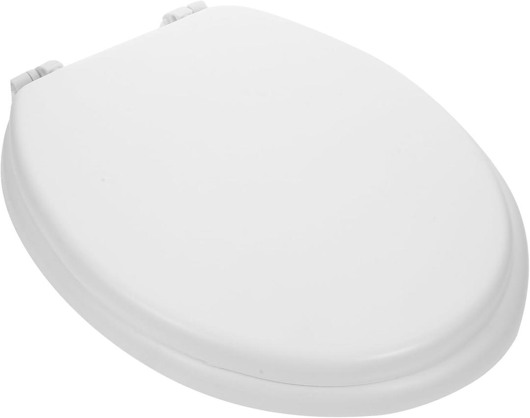 Soft Foam Elongated Toilet Seat Cushion, Universal Slow Closing Toilet Bowl Seat Replacement for Bathroom, White Compatible Mount, Padded Comfortable Fit for Seniors and Home Use