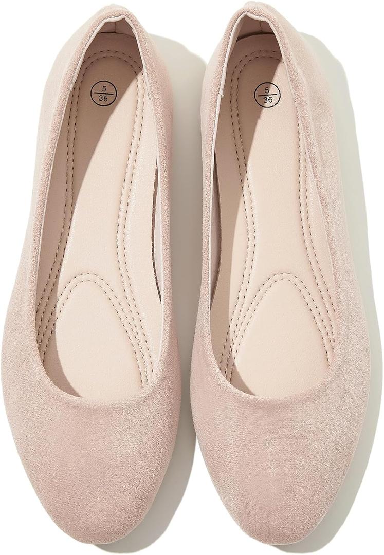 Shupua Flats for Women Round Toe Flat Shoes Dressy Black Ballet Flats Comfortable Womens Dress Shoes Ballerina Flats for Work, 6