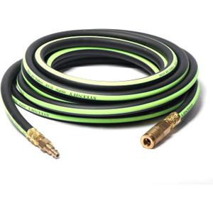 SYEENIFY Air Hose 3/8 in x 25 ft, Thickened 5 Layers Heavy Duty, Kink Resistant, 450PSI Hybrid Air Compressor Hose All-Weather Flexibility with 1/4" Industrial High Flow Quick Brass Coupler and Plug