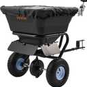 VEVOR Tow-Behind Spreader, 9.8 ft Spreading Width, Broadcast Spreader with 10" All-Terrain Tires, 85 lbs Capacity Hopper, Adjustable Flow Control, Lawn Spreaders for Seed Fertilizer Ice Melt
