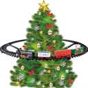 Christmas Train Set Light and Sound Festive Christmas Tree Train Electric Fun for Boys Girls Gifts, No Tree