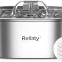 Cat Water Fountain Stainless Steel: 3.2L/108oz Pet Fountain Water Bowl Dog Drinking Dispenser Cat Feeding & Watering Supplies Animal Metal Kitty Spout for Cats Inside with 4 Replacement Filters