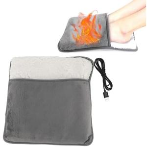 Heated Electric Foot Warmers for feet, Heated Foot Warmer Washable Soft Heated Slippers Portable Feet Warmer Heating Pad Foot Warmers for Feet with Constant Temperature USB Foot Heating Pad