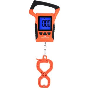 KastKing Fish Scale, WideView Floating Waterproof Digital Scale, 2.5 Large LCD Display, 110lb Capacity, Multi-Mode Pound/Ounces & Kilograms, Stores up to 9 Weights, Fishing Gifts for Men (B: Orange combo)