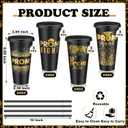 SiliFine 12 Set Graduation Prom 2026 Plastic Cups, 24oz Reusable Prom Plastic Tumblers Cup with Lids and Straws Graduation Party Dinnerware Supplies Bulk for Cold Drink (Black Gold)