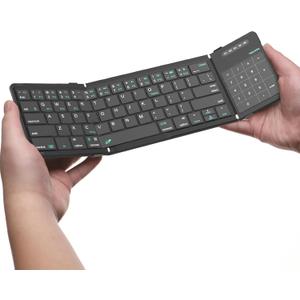 Nillkin Foldable Keyboard with Touchpad, Bluetooth Keyboard with Number Pad, Full Size Keys, Large Trackpad Small Travel Portable Keyboards for iPad Laptop PC Tablets -Black