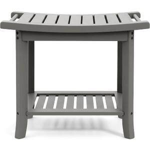 Teak shower bench with Storage Shelf, Shower Stool for Inside Shower, Waterproof Shower Bench Seat, Shower Chair for Inside Shower, Wood Bench, Bathroom Bench (Natural Wood) (Gray Wood)