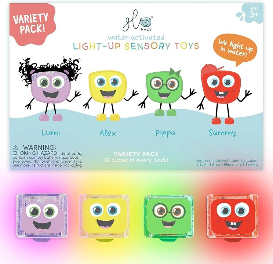 Glo Pals Water-Activated Light-Up Cubes for Sensory Play – 12 Pack - Valentine Day Gift