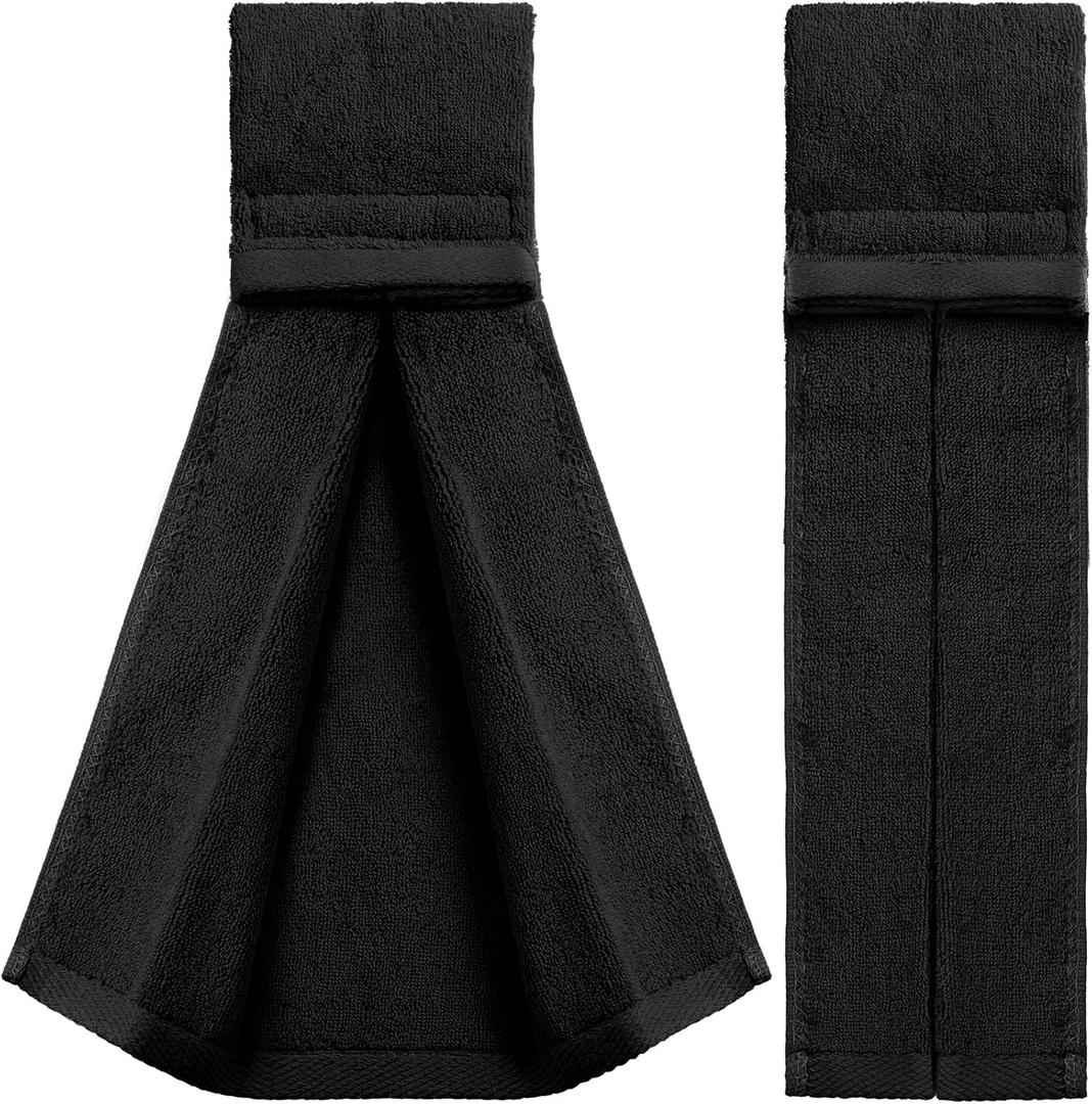 Shimeyao 2 Pcs Cotton Sports Football Towel with Closure Pitching Football Sweat Towel for Sports Gym Men Women Accessories(Black,Classic)