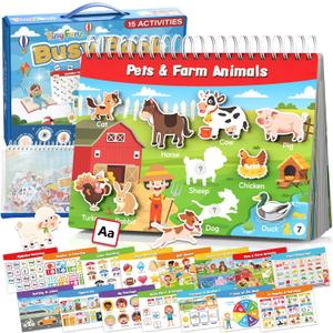 Montessori Busy Book Toys for Toddlers - Preschool Learning Activities Book | Pre-Assembled Educational Books for Kids Ages 3+ | Autism Sensory Toddler Toy | Birthdays Christmas Travel Gifts for Kids (Redgreen)