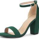 PARTY Women's Chunky Block Heels Open Toe Ankle Strap 3 Inch Heeled Sandals Comfortable for Wedding and Prom, Size 7