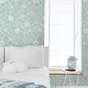 Guvana Peel and Stick Wallpaper Floral Wall Paper Boho Grayish Green and White Removable Self Adhesive Wallpaper for Bedroom Bathroom Contact Papaer for Cabinet Waterproof Vinyl Roll 17.3"197"