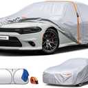 Tozaroa Car Cover Waterproof All-Weather,Heavy-Duty Outdoor Full Exterior Automobiles Sedan/Coupe (Length 194-203 inch) with Windshield Sun Shade Universal Fit Dodge Charger,Malibu, Model S,MKZ etc