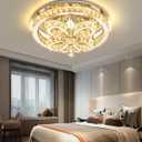 Modern Crystal Chandelier LED 2-Tier Flush Mount Ceiling Lighting Dimmable Pendant Light for Living Room Bedroom Dining Room Entryway Hallway, 20 inch