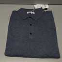 Men's Polo Sweater Fashion Collar Casual Sweater (Blue, L)