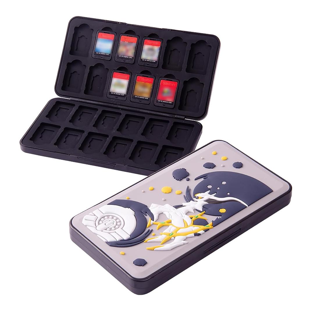 PERFECTSIGHT Cute Game Card Case for Nintendo Switch/ Switch Lite/ OLED, 24 Game Holder Cartridge Case for Game Cards and 24 SD Cards, Kawaii Portable Compact Storage Box (Grey Arceus, 24 Slots)