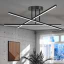 Modern LED Chandelier 24W Dimmable Black Semi Flush Mount Ceiling Light Fixture for Kitchen Dining Room Foyer Entry, 23.82"