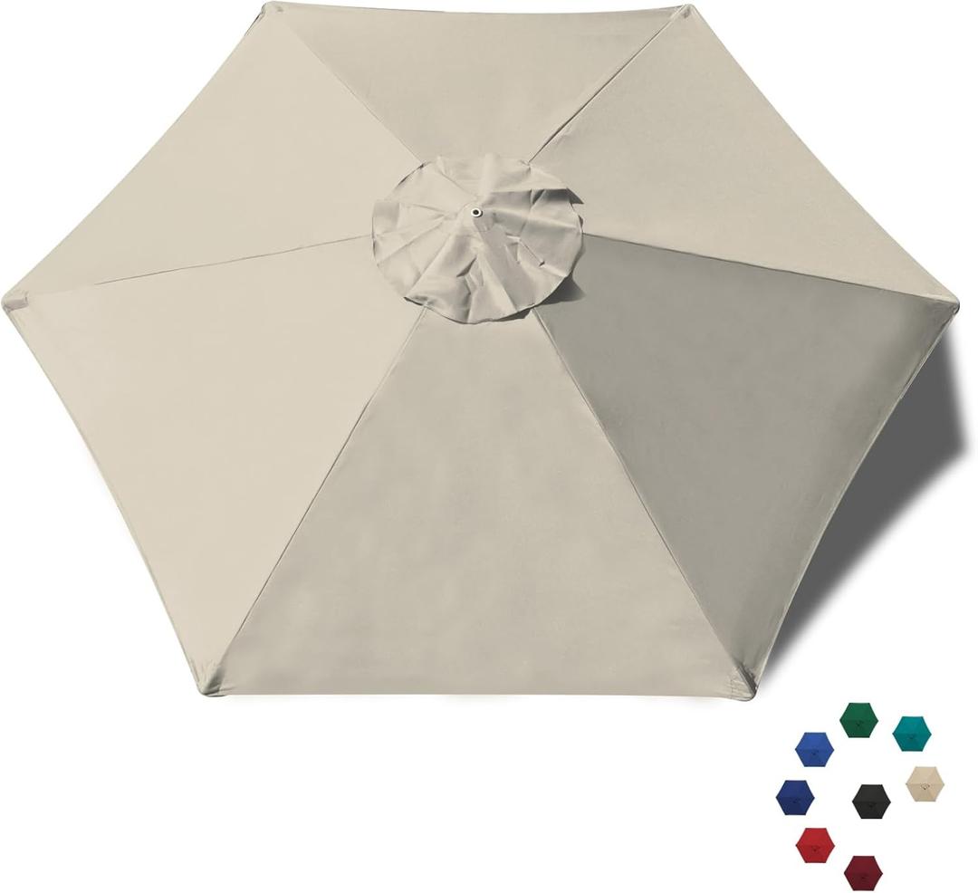 EliteShade USA 7.5FT Replacement Covers 6 Ribs Market Patio Umbrella Canopy Cover (CANOPY ONLY) (Beige)