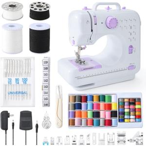 Sewing Machine for Beginners, Heavy Duty Sewing Machine, 12 Built-in Stitches with Reverse Sewing, Foot Pedal, Light, Storage Drawer, Sewing Accessories