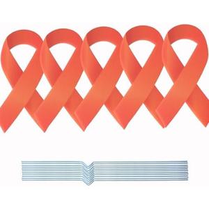 5pcs Orange Ribbon Awareness Yard Signs with Metal Stakes 14" Ribbon Health Awareness Lawn Stakes Waterproof Patio Sign for Outdoor Garden Decorations