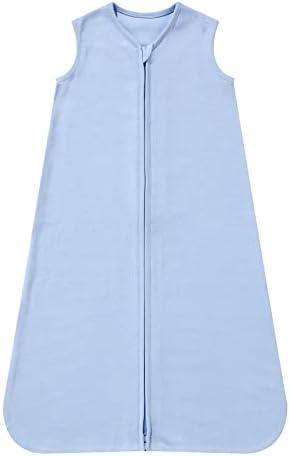 DaysU Cotton Baby Sleep Sack, Sleeveless Baby Sleeping Bag with TwoWay Zipper, Solid Color Baby Wearable Blanket for Newborn Baby Boys 1824 Months, 1Pack, Blue, 0.5 TOG, XL
