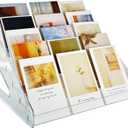 12" Trading Card Display, Acrylic Risers Greeting Card Display Stand, 6-Tiered Clear Acrylic Shelves for PSA Graded Card,Baseball Sports Card and Postcard Sticker Display