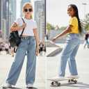 Girls Straight Leg Bootcut Ripped Baggy Jeans for 8-12 Y Old - Adjustable Stretch Waist Pull Up 5 Pockets Washed Denim Pants (M)