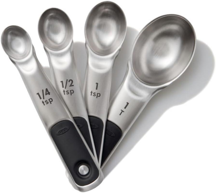 OXO Good Grips 4 Piece Stainless Steel Measuring Spoons with Magnetic Snaps (1 Count)