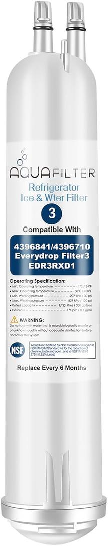 FILTER3 4396841 Refrigerator Water Filter Replacement Compatible with 4396841 4396710 EDR3RXD1 EDR3RXD1B Filter 3 P1WB2 P2RFWG2, 46-9030, Pur W10121145 W10121146 (1-PACK)