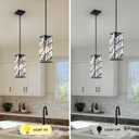Crystal Pendant Lights Kitchen Island 2 Pack, Modern Black Chandelier Height Adjustable, Hanging Lights for Kitchen Island Dining Room Bedroom