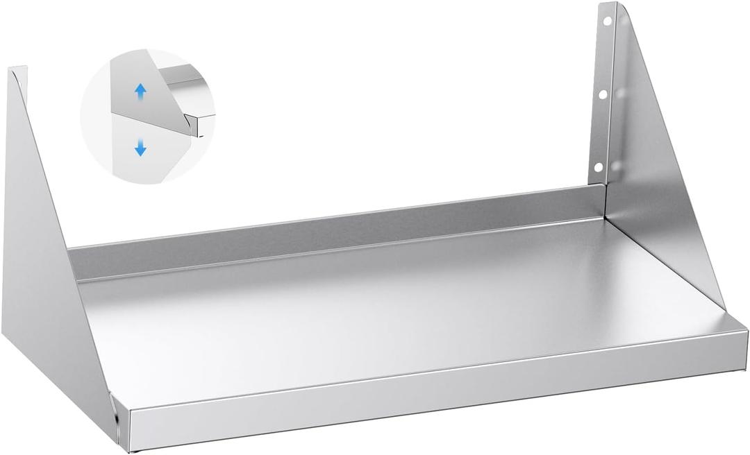 Stainless Steel Shelf with Reversible Brackets,12"x24"