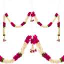 Toran Bandanwaar Acrylic Flower Garland for Wall Door Hanging Home Temple Festival Wedding Function Party Decoration Dcor and Gifting (White and Pink)